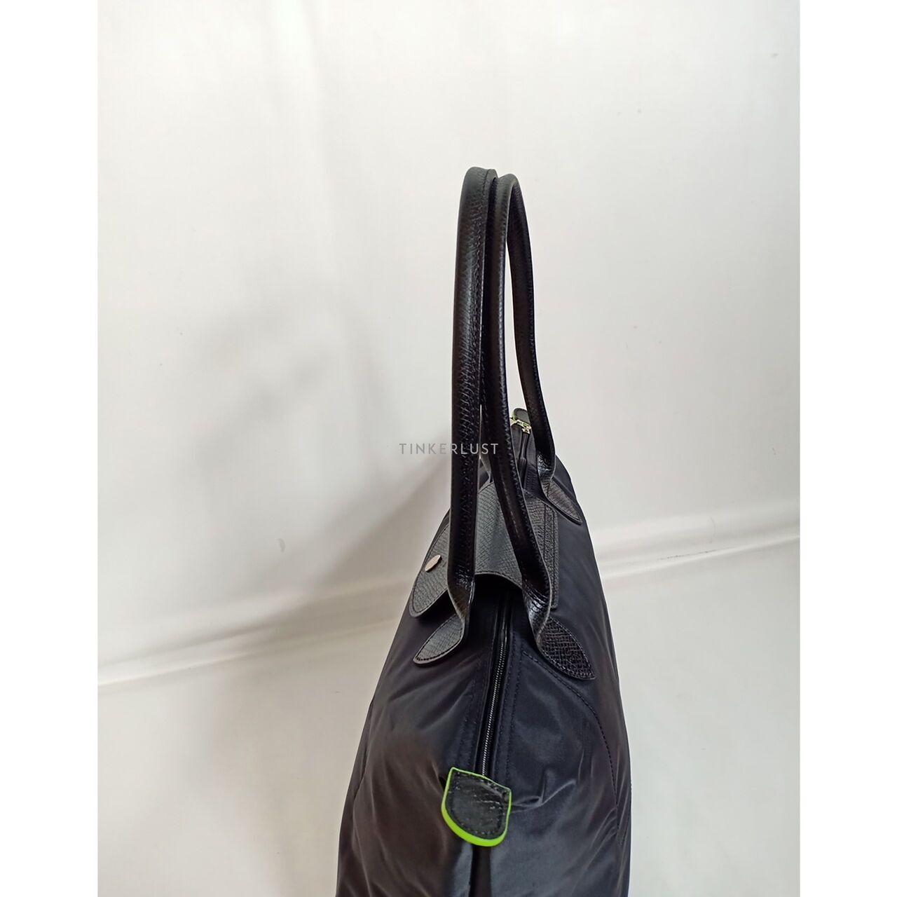 Longchamp Le Pliage SLH Green Tip Black Tote Bag