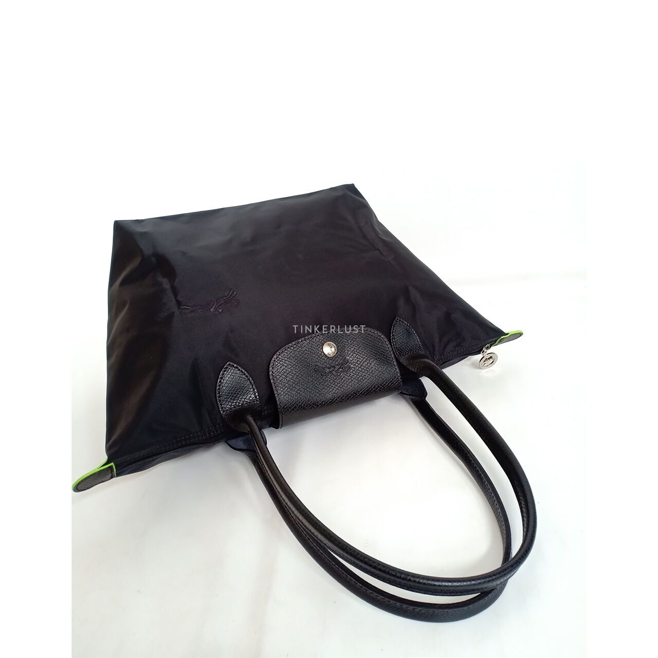 Longchamp Le Pliage SLH Green Tip Black Tote Bag