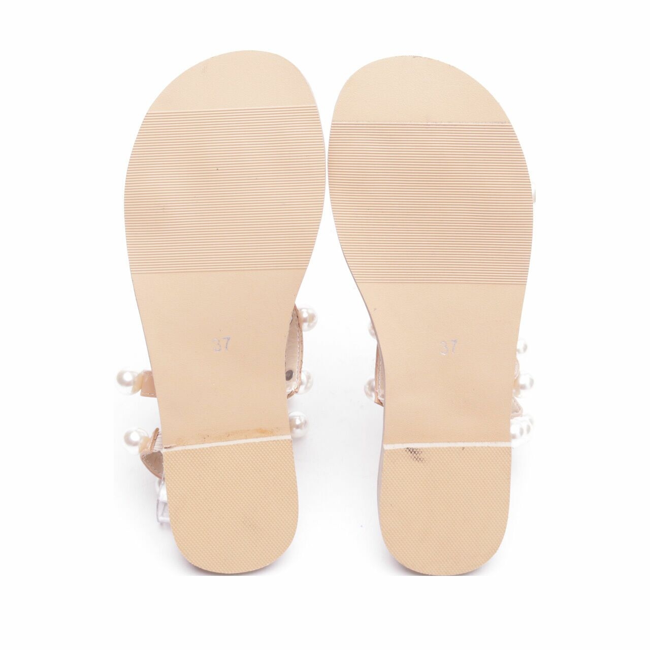 Private Collection Light Brown Pearls Strap Sandals