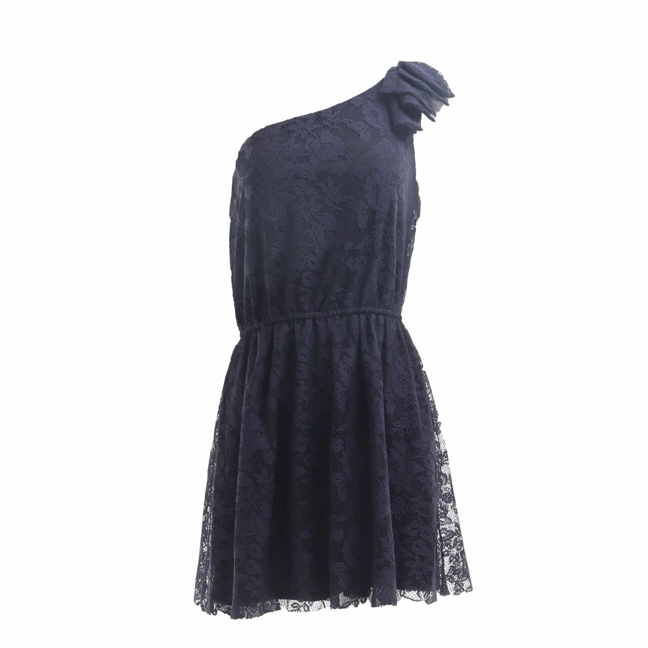 Zara Navy Lace One Shoulder Mini Dress