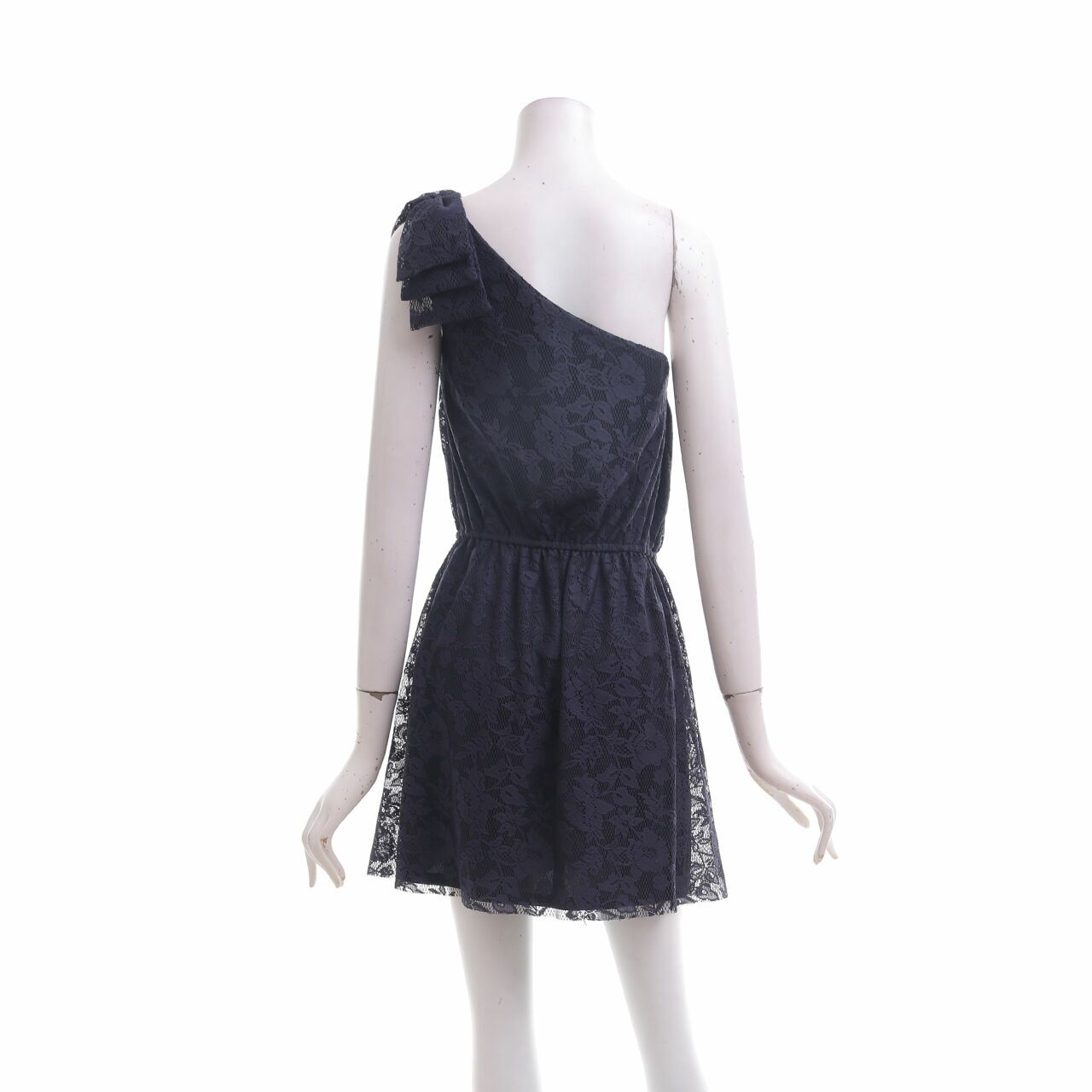 Zara Navy Lace One Shoulder Mini Dress