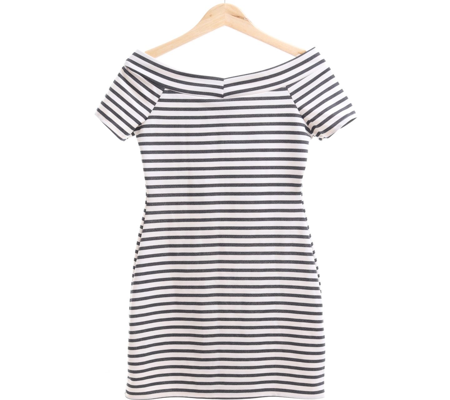 Zara Black And White Striped Mini Dress