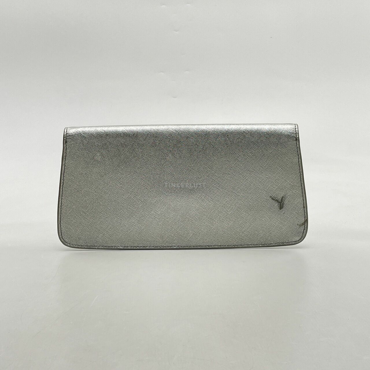 Tory Burch Silver Leather Diana Flap Clutch