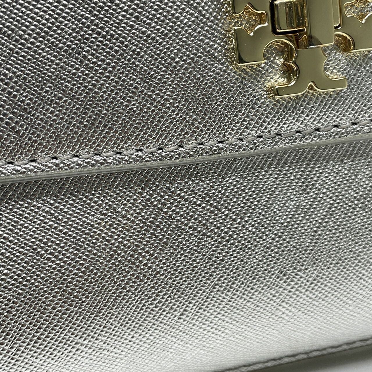 Tory Burch Silver Leather Diana Flap Clutch