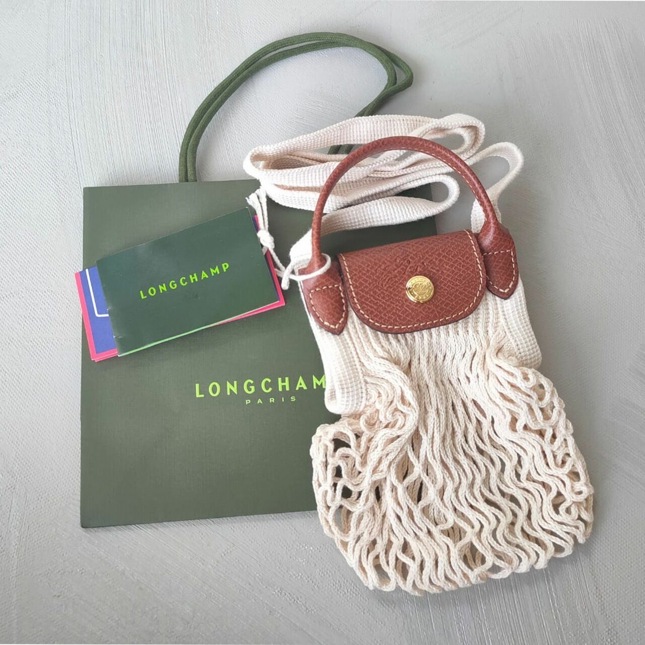 Longchamp Filet XS in Ecru White Sling Bag