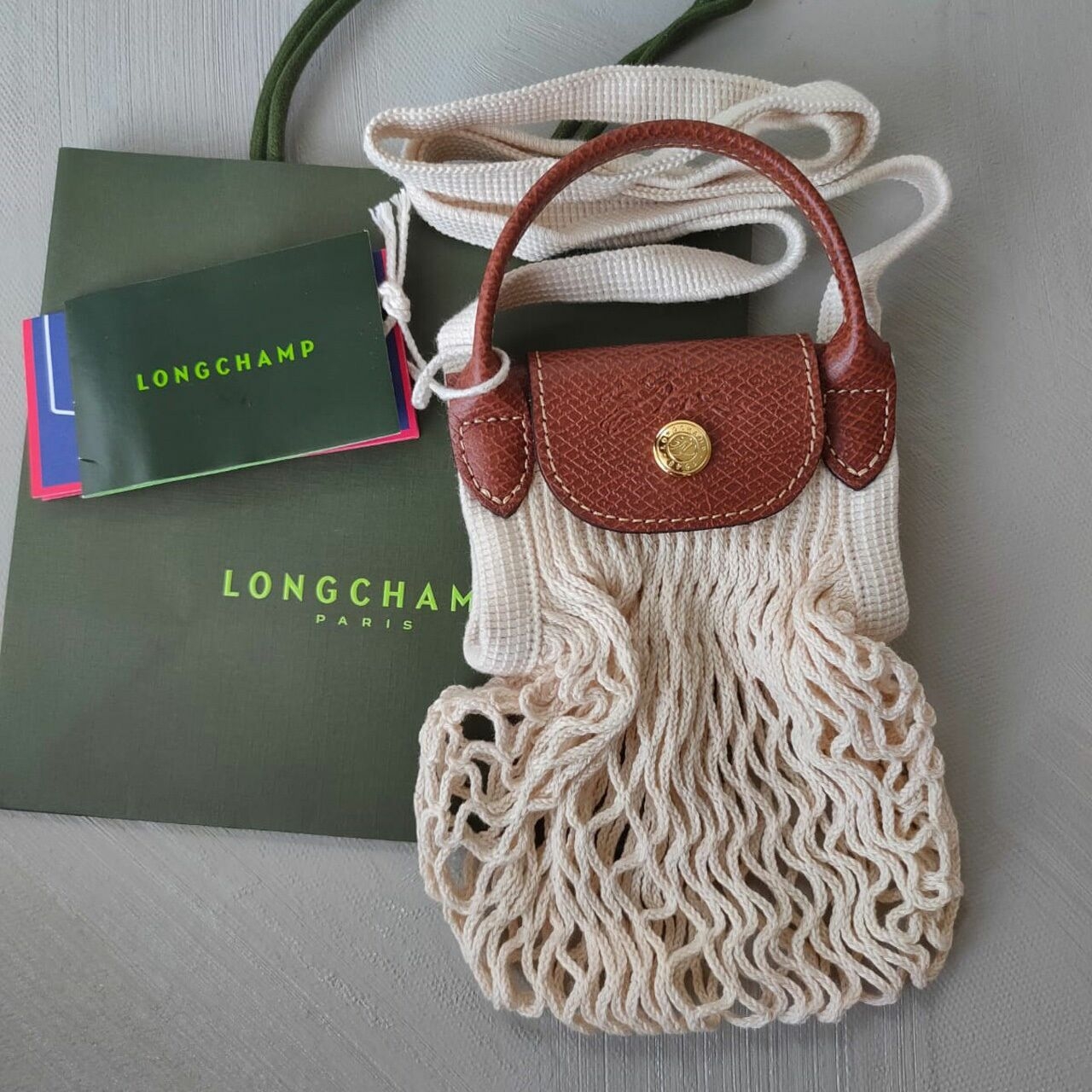 Longchamp Filet XS in Ecru White Sling Bag