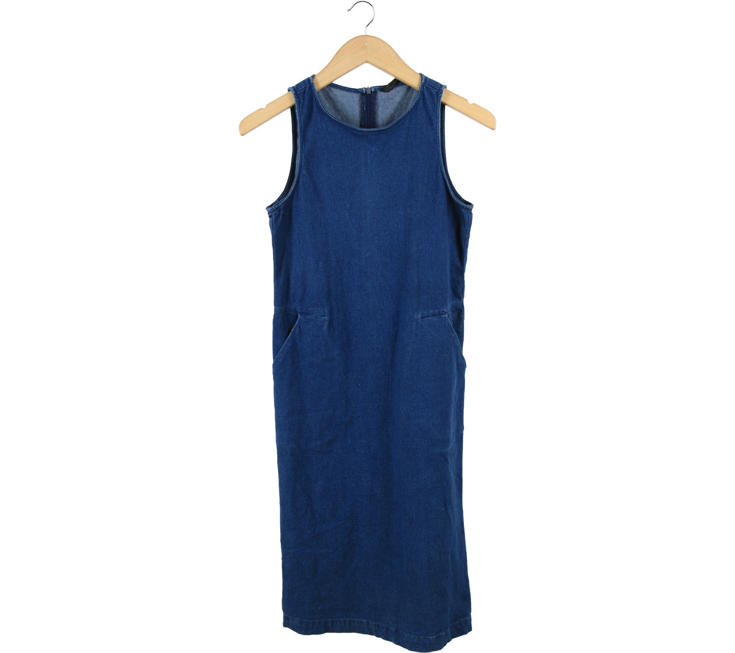 Zara Dark Blue Denim Midi Dress