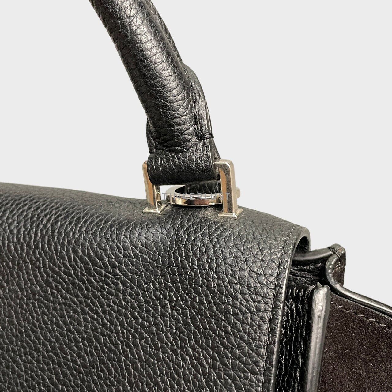 Celine Trapeze Medium Black Leather SHW Handbag