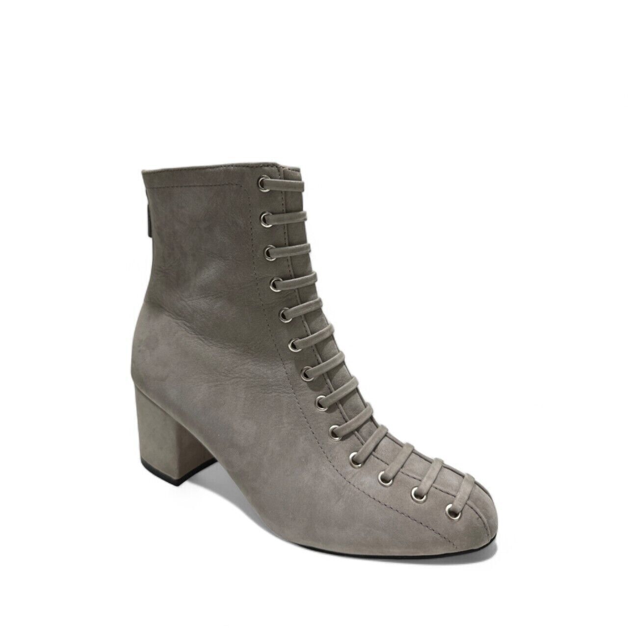 Schutz Grey Braelyn Front Lace Suede Grey Ankle Bootie