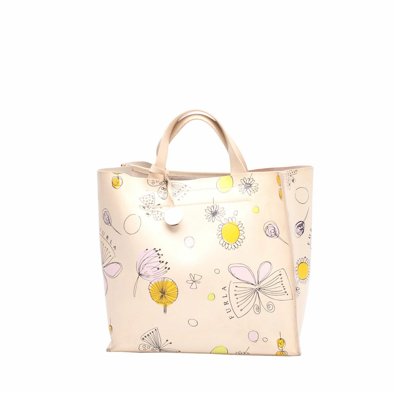 Furla Cream Floral Handbag