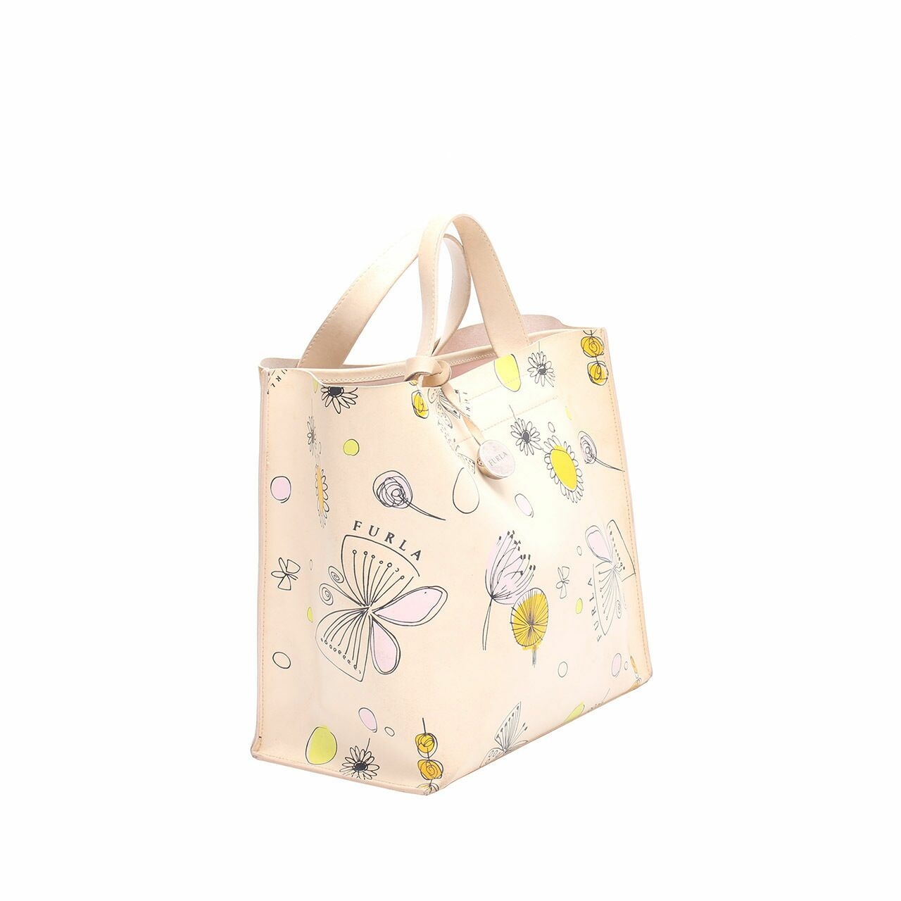 Furla Cream Floral Handbag