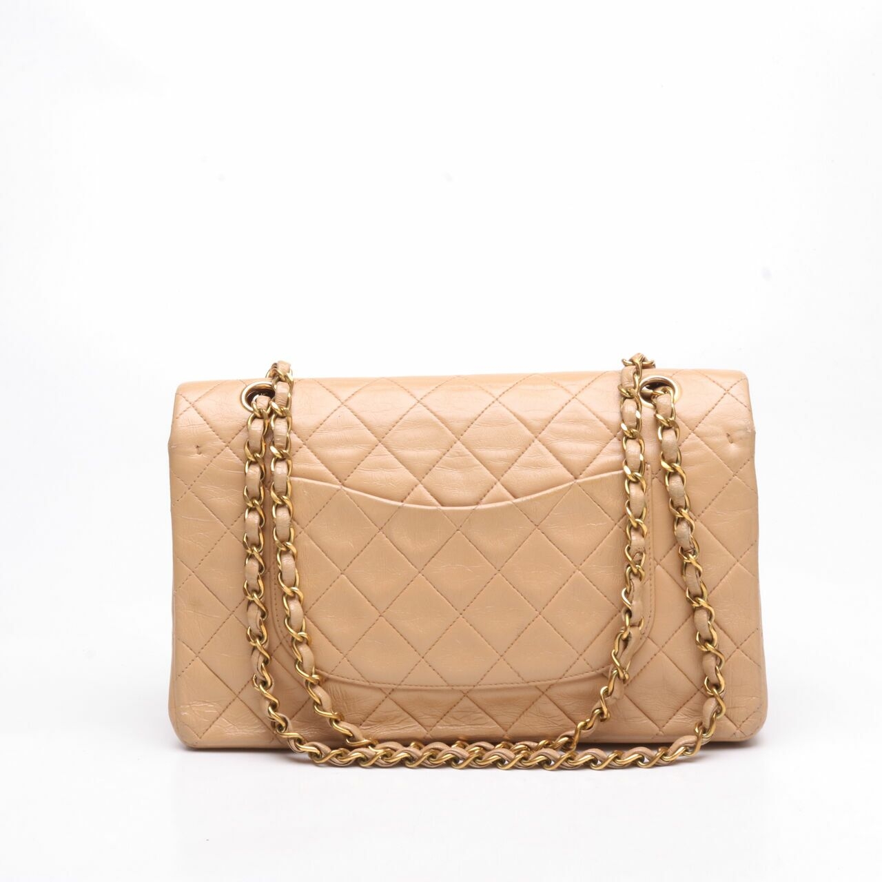 Chanel Vintage Beige Double Flap Shoulder Bag