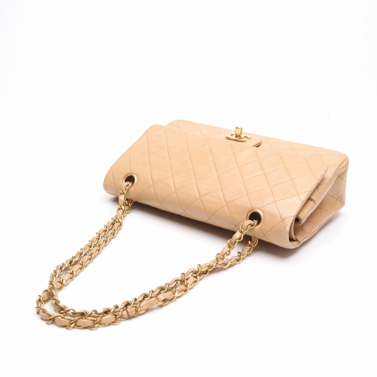 Chanel Vintage Beige Double Flap Shoulder Bag