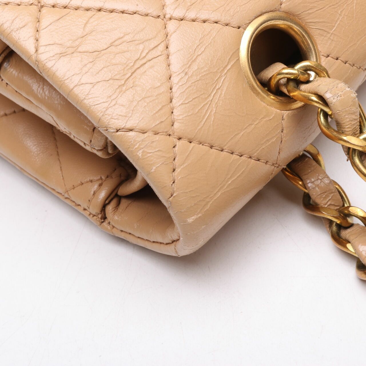 Chanel Vintage Beige Double Flap Shoulder Bag