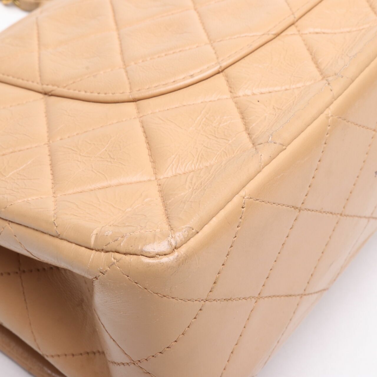 Chanel Vintage Beige Double Flap Shoulder Bag