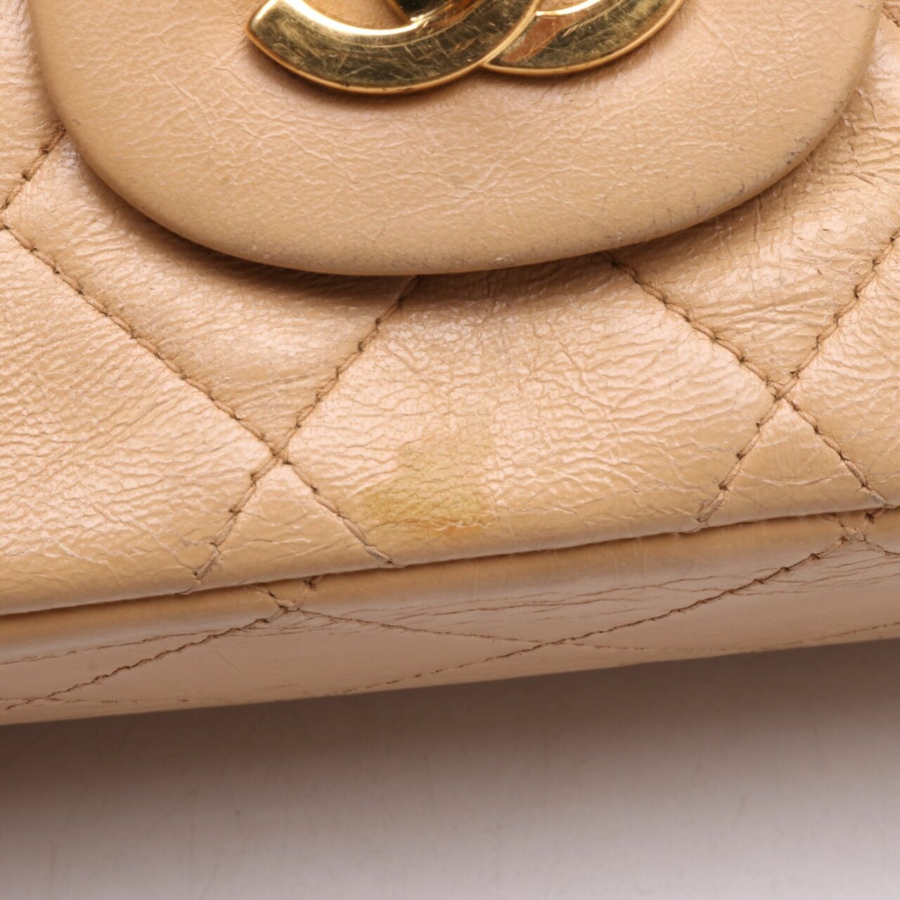 Chanel Vintage Beige Double Flap Shoulder Bag