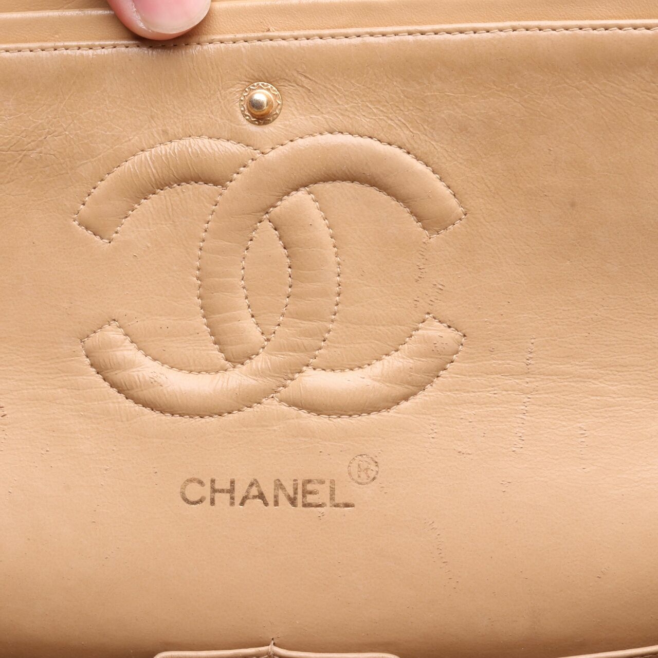 Chanel Vintage Beige Double Flap Shoulder Bag