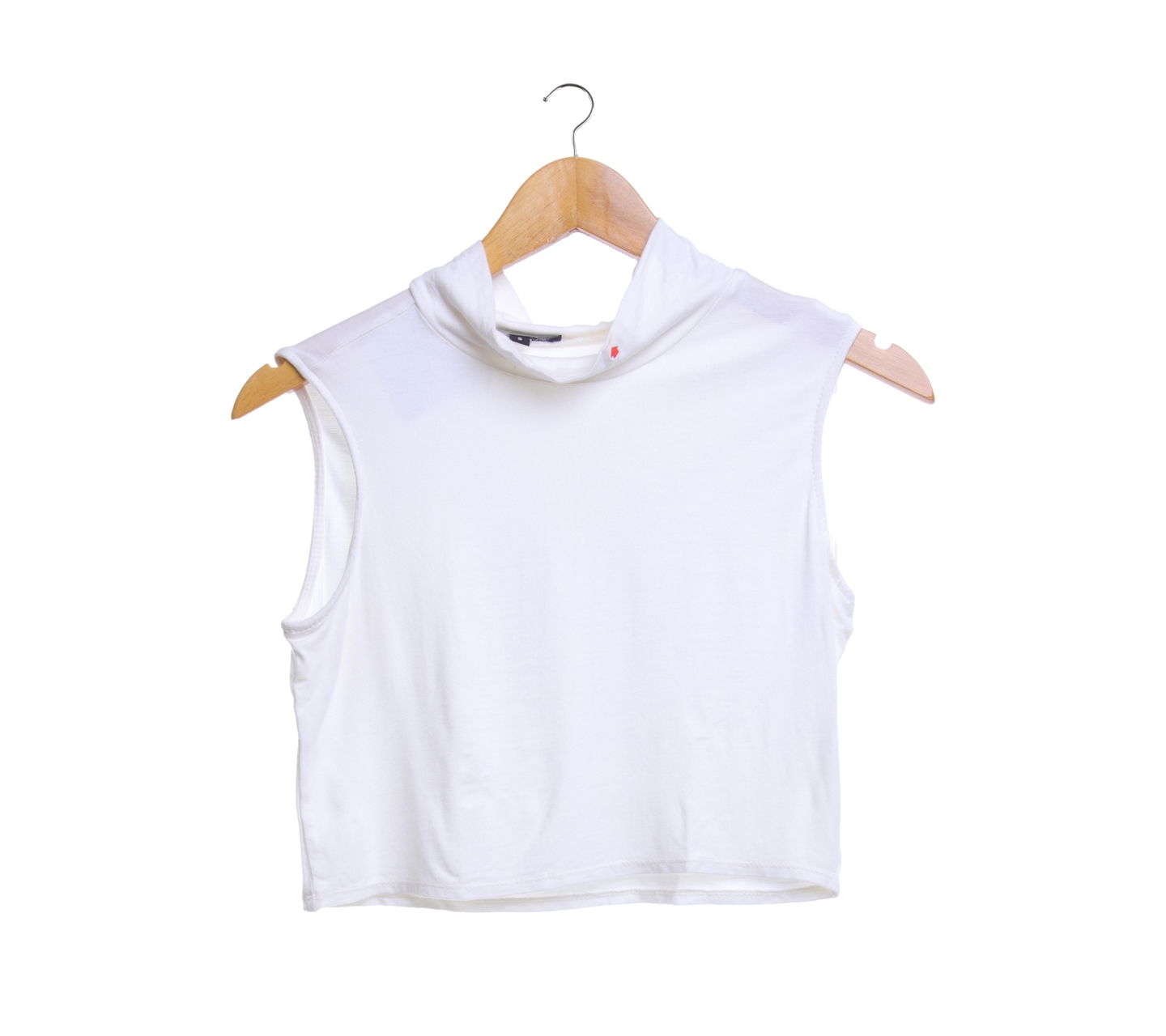 Cloth Inc White Turtleneck Crop Sleeveless