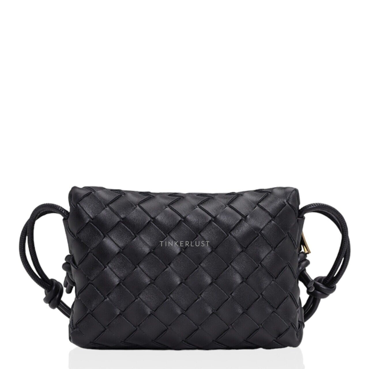 Bottega Veneta Mini Loop Intrecciato in Black GHW Crossbody Bag