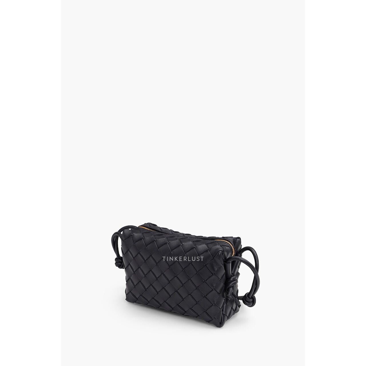 Bottega Veneta Mini Loop Intrecciato in Black GHW Crossbody Bag