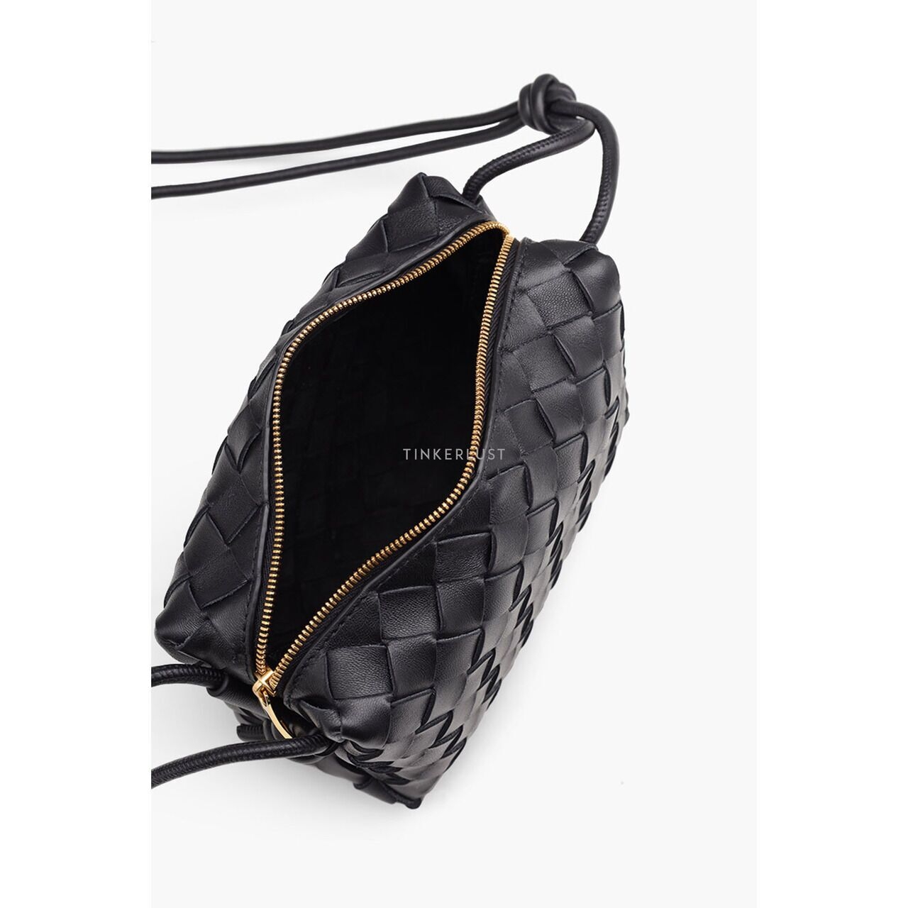 Bottega Veneta Mini Loop Intrecciato in Black GHW Crossbody Bag