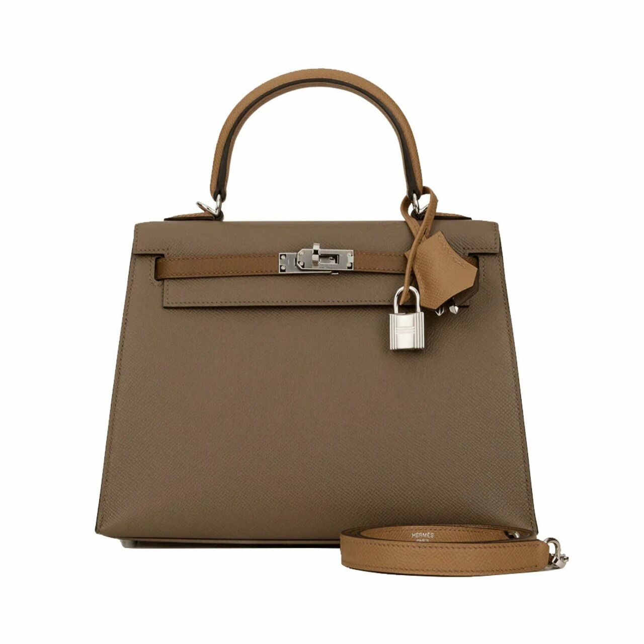 Hermes K25 Etoupe/Alezan/Biscuit Tricolore Phw Z Satchel