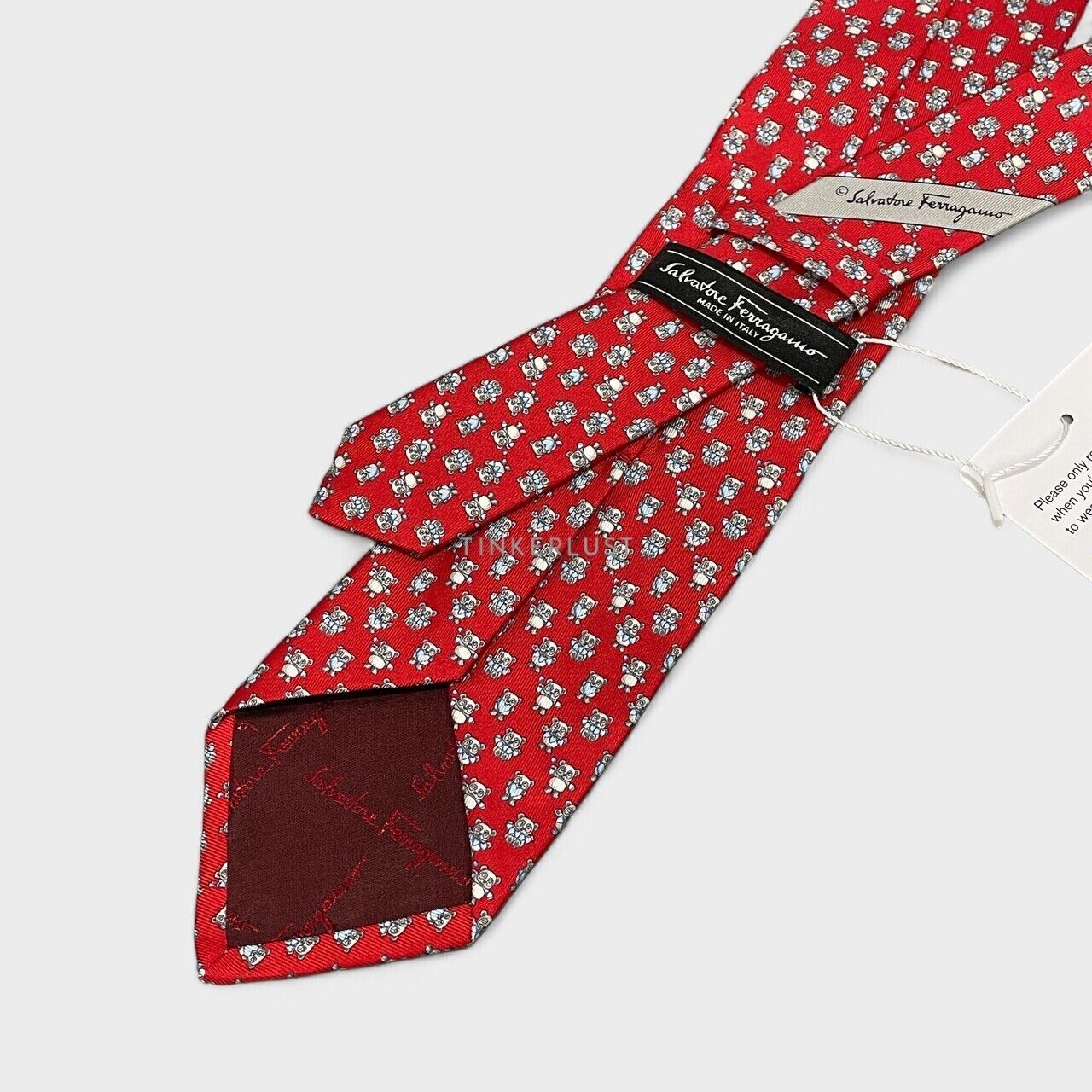 Salvatore Ferragamo Print Red Silk Tie