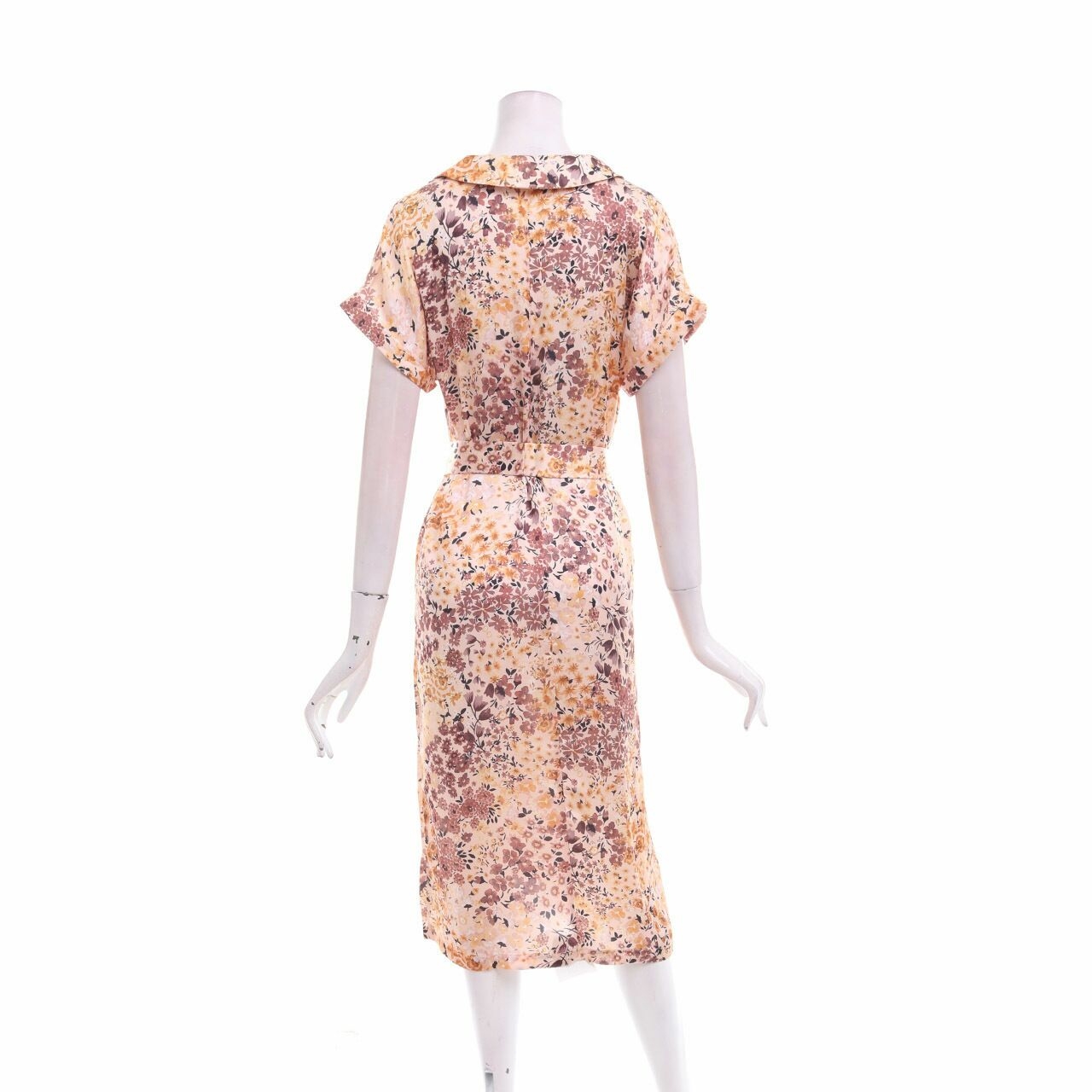 Mango Cream Floral Midi Dress