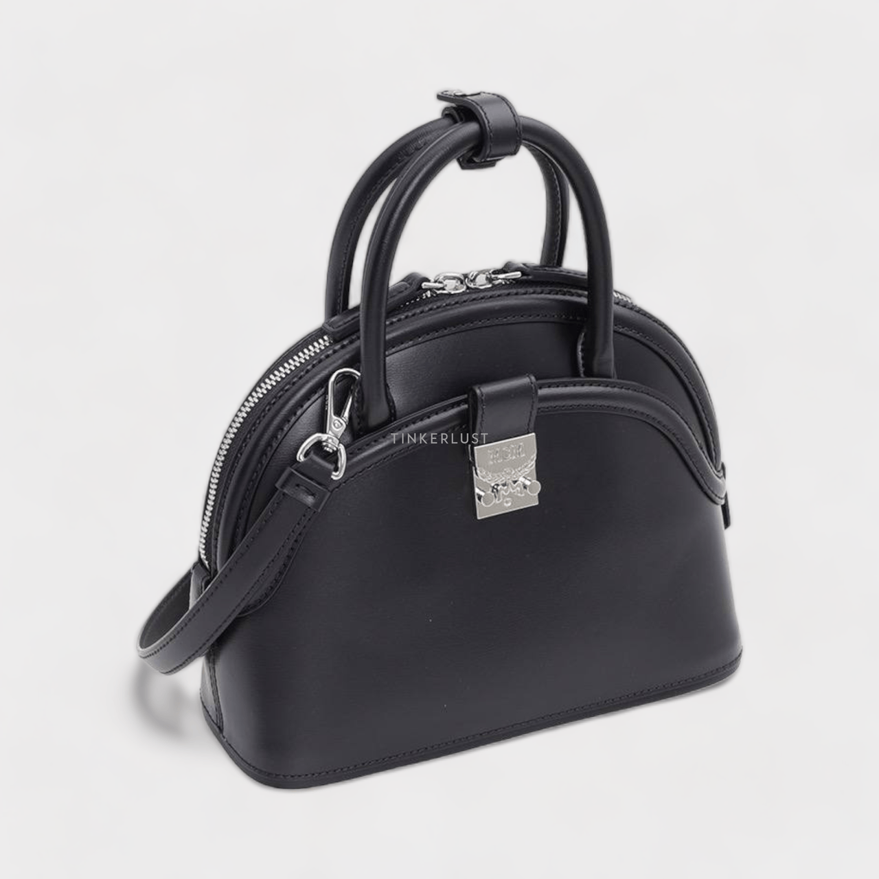 MCM Small Tracy Tote Bag in Black Leather