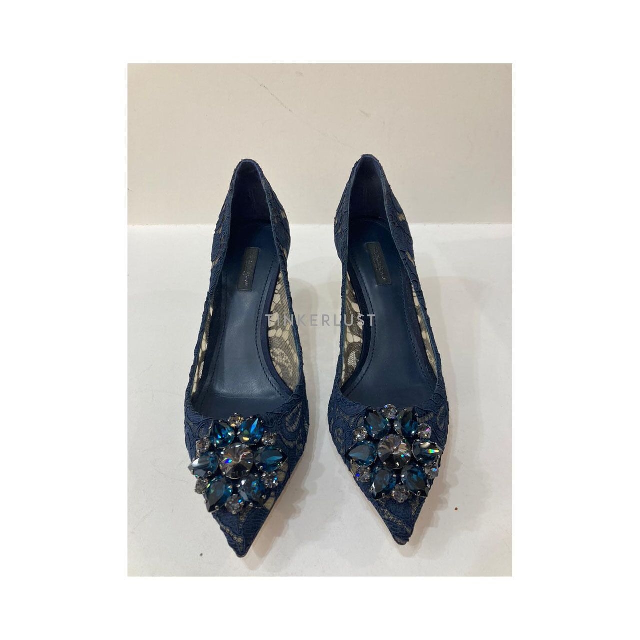 Dolce & Gabbana Belluci 60mm Lace Pumps Midnight Blue Heels