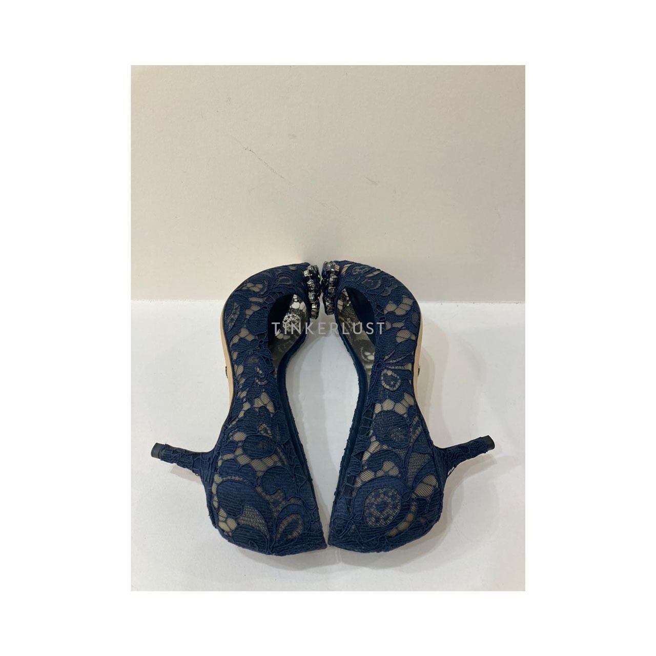 Dolce & Gabbana Belluci 60mm Lace Pumps Midnight Blue Heels