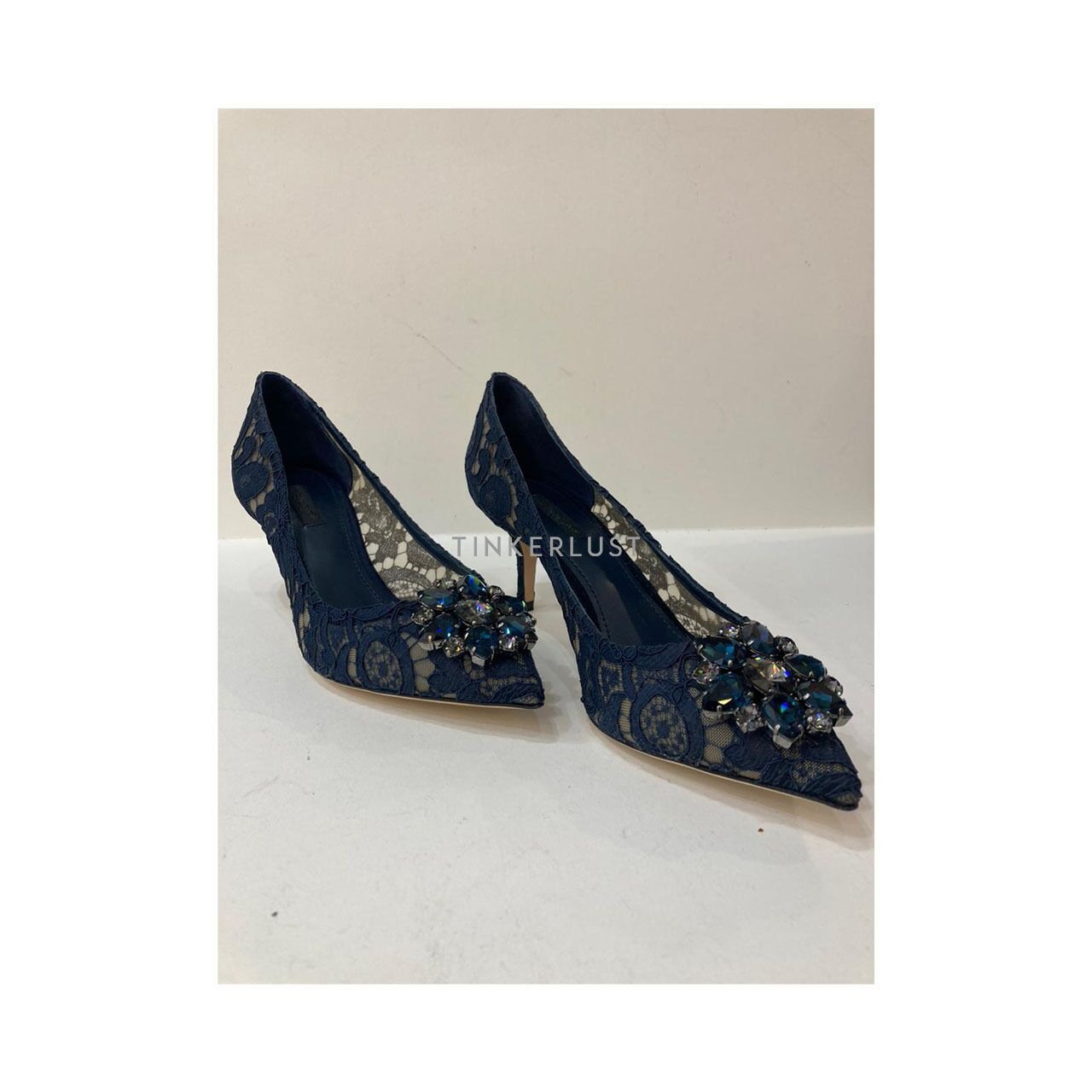 Dolce & Gabbana Belluci 60mm Lace Pumps Midnight Blue Heels