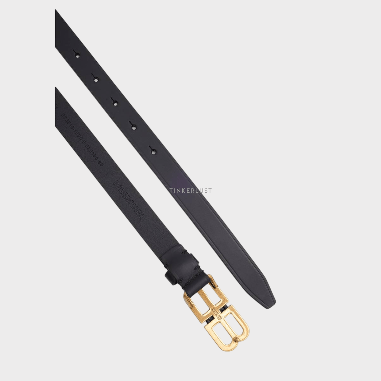 Balenciaga Women BB Hourglass Thin 2cm in Black Natural Calfskin GHW Belt 