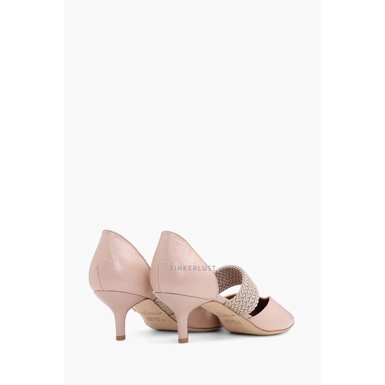 Malone Souliers Maisie Kitten Pumps 45mm in Almond/Beige with Croco Printed