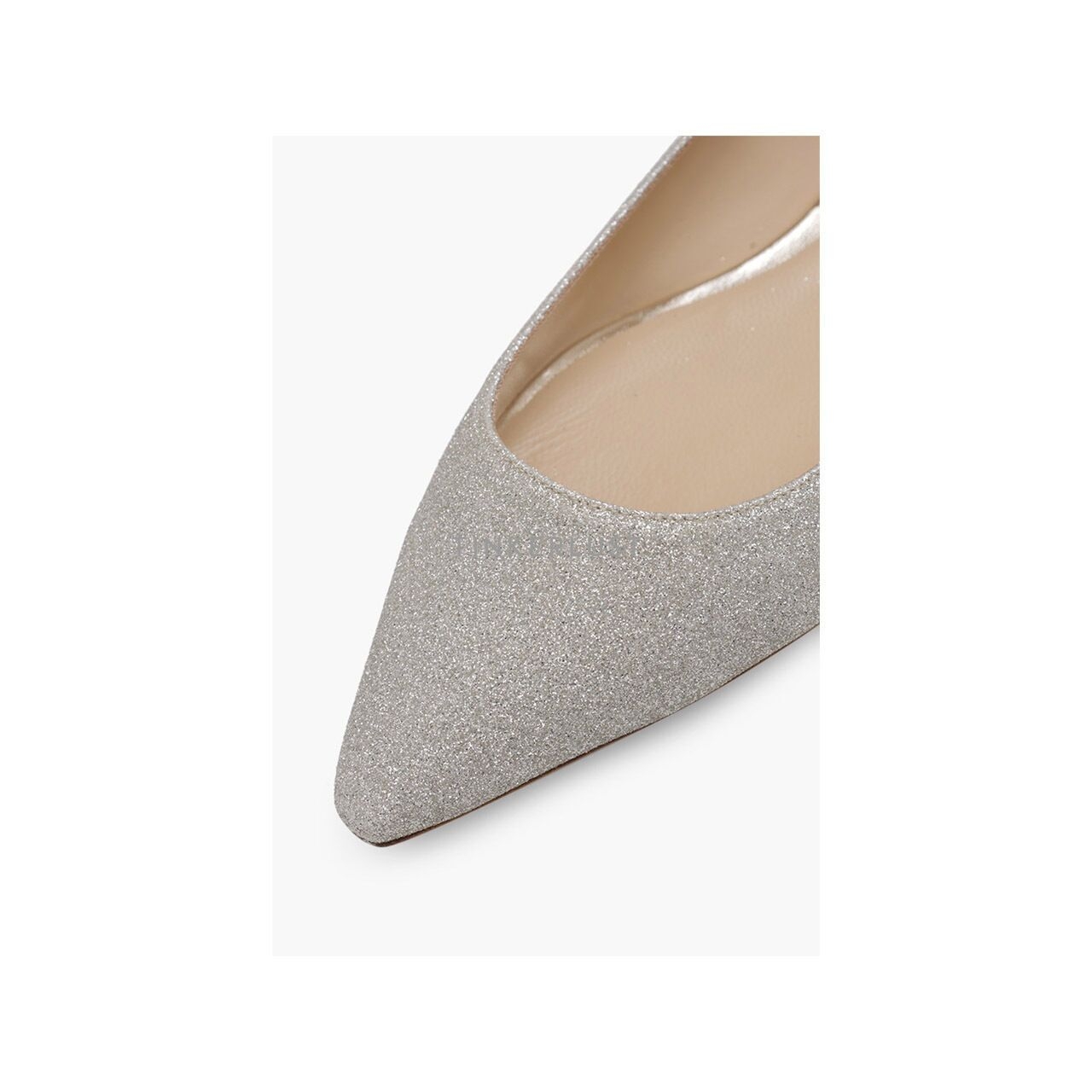 Jimmy Choo Romy Ballerina Platinum in Ice Glitter Flats