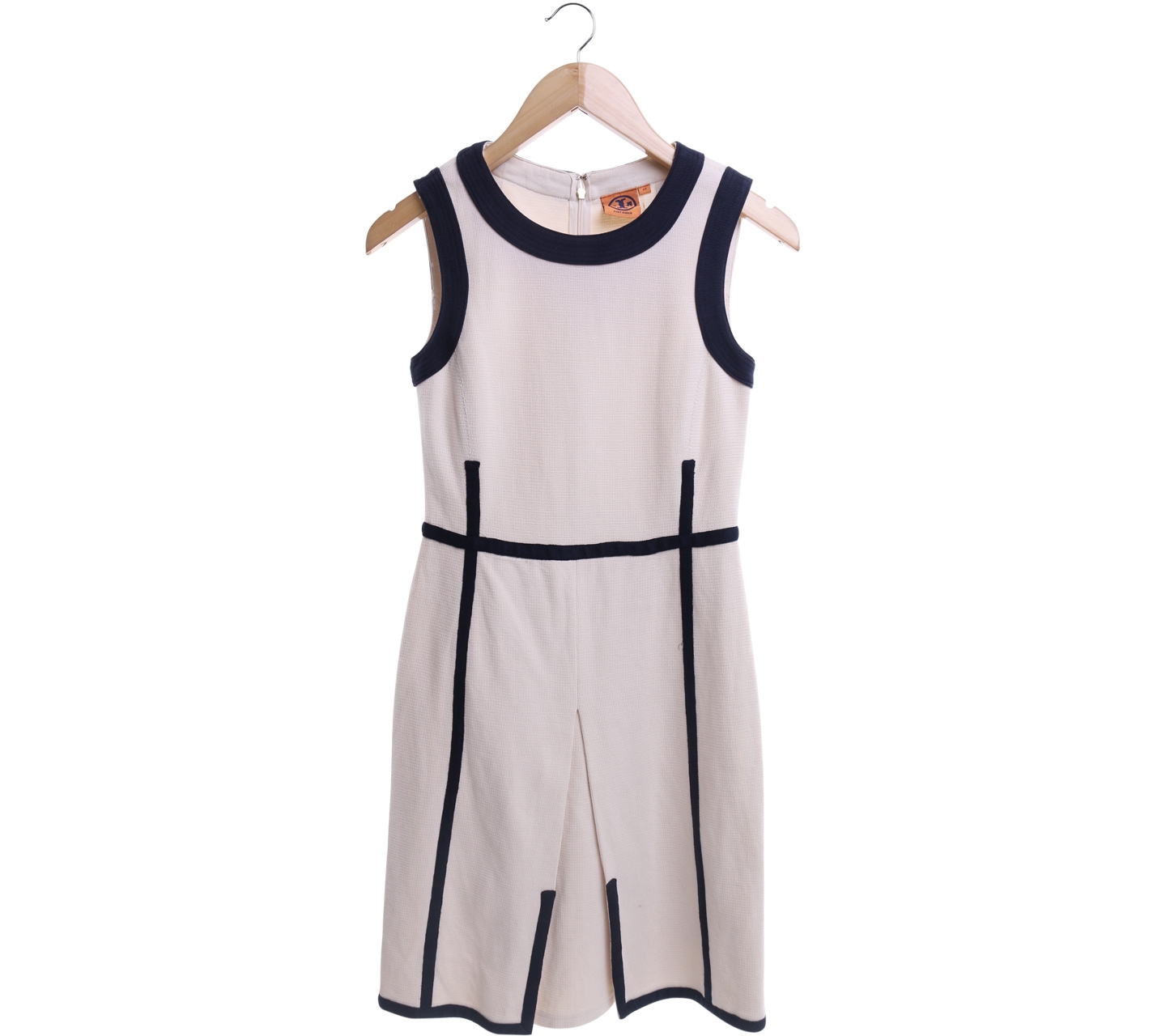 Tory Burch Cream And Dark Blue Midi Dress