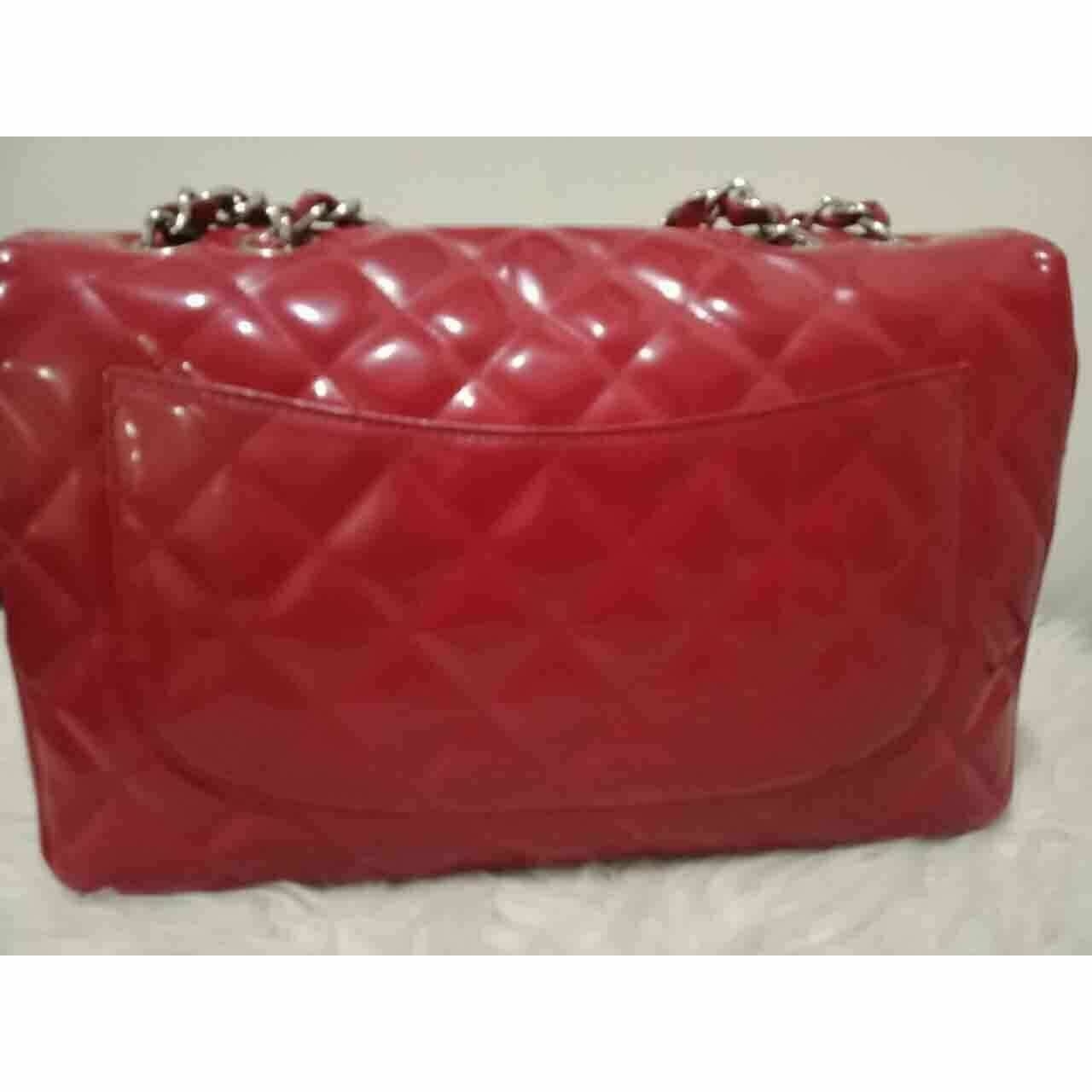 Chanel Jumbo Red Patent Leather SHW #13 Shoulder Bag