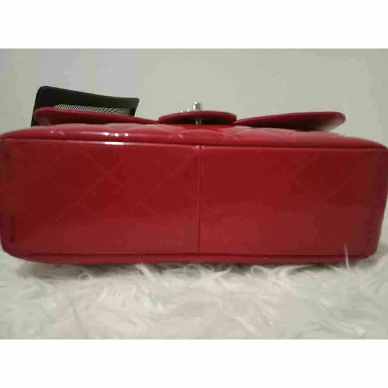 Chanel Jumbo Red Patent Leather SHW #13 Shoulder Bag