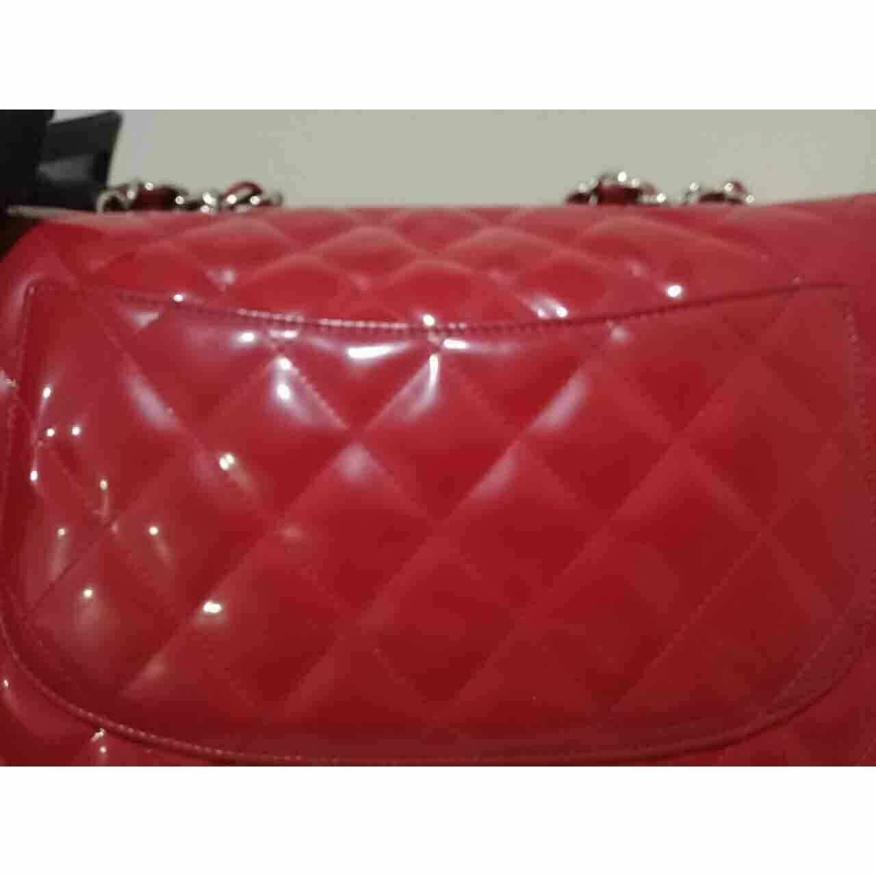 Chanel Jumbo Red Patent Leather SHW #13 Shoulder Bag