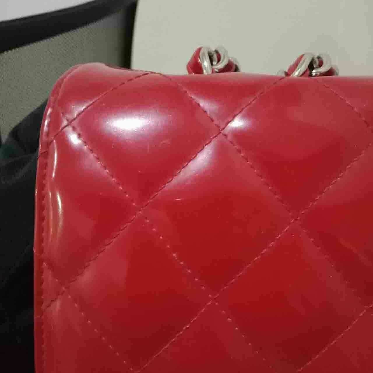 Chanel Jumbo Red Patent Leather SHW #13 Shoulder Bag