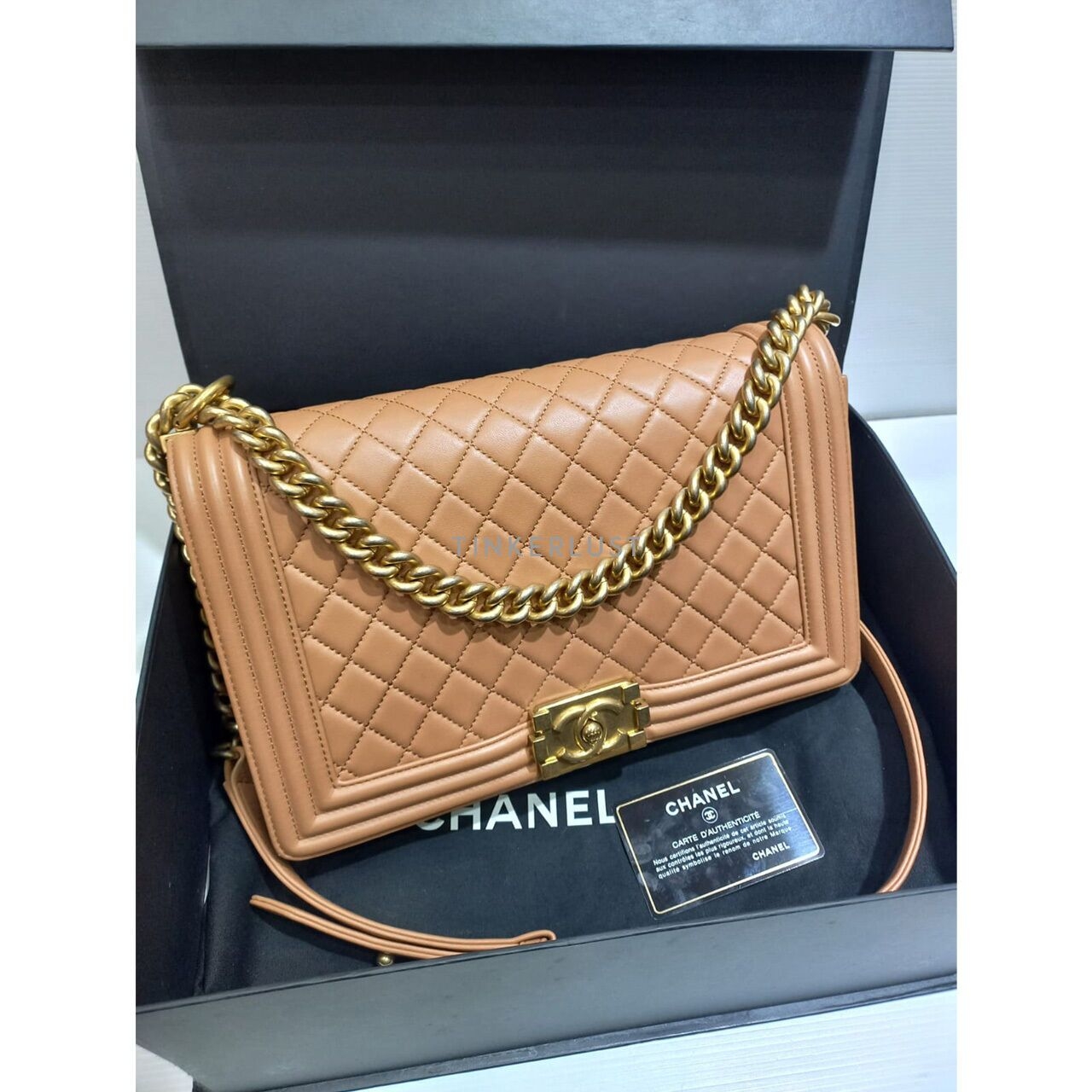 Chanel Boy 28 Caramel Lambskin GHW #21 2016 Shoulder Bag	