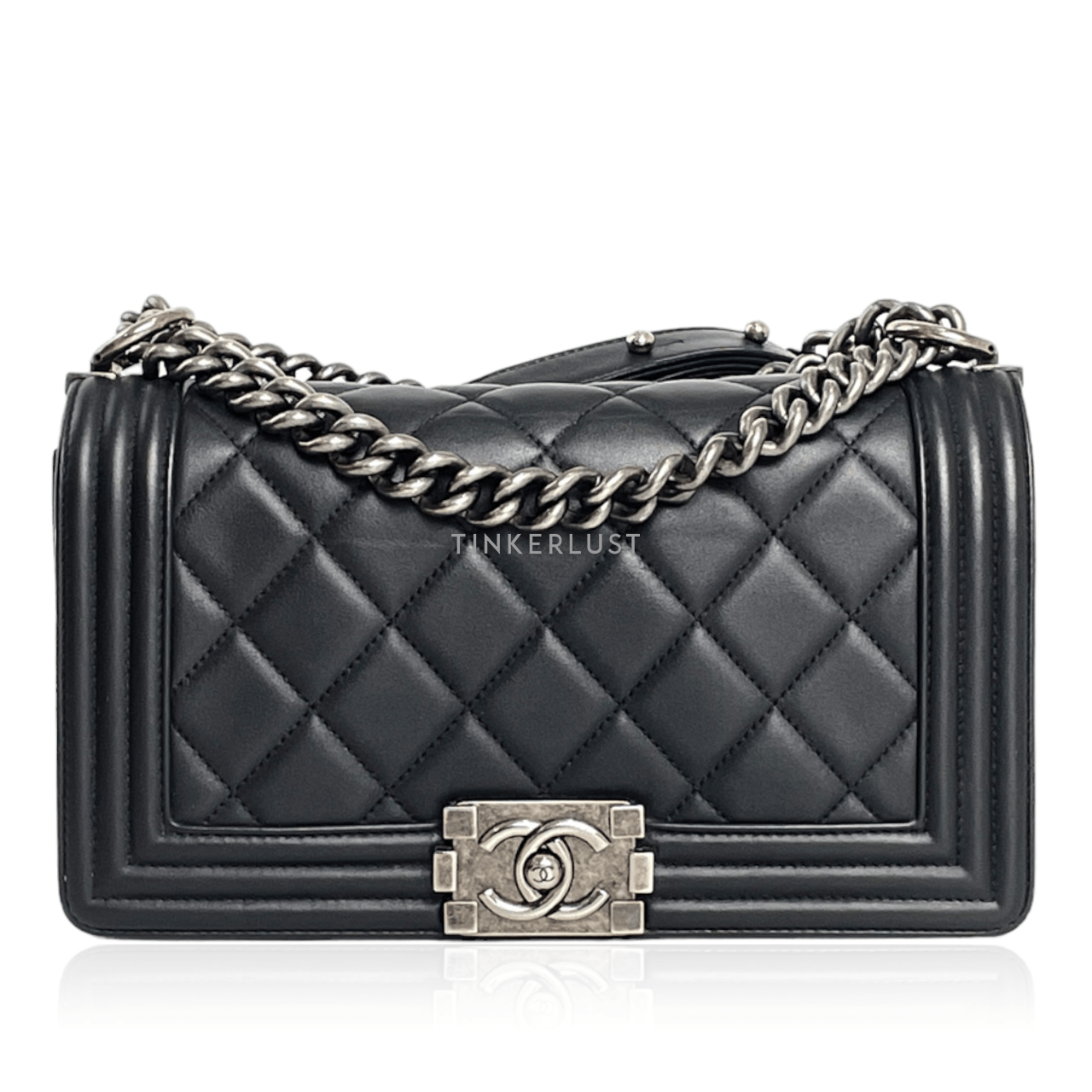 Chanel Black Calfskin Boy Medium Shoulder Bag RHW #19