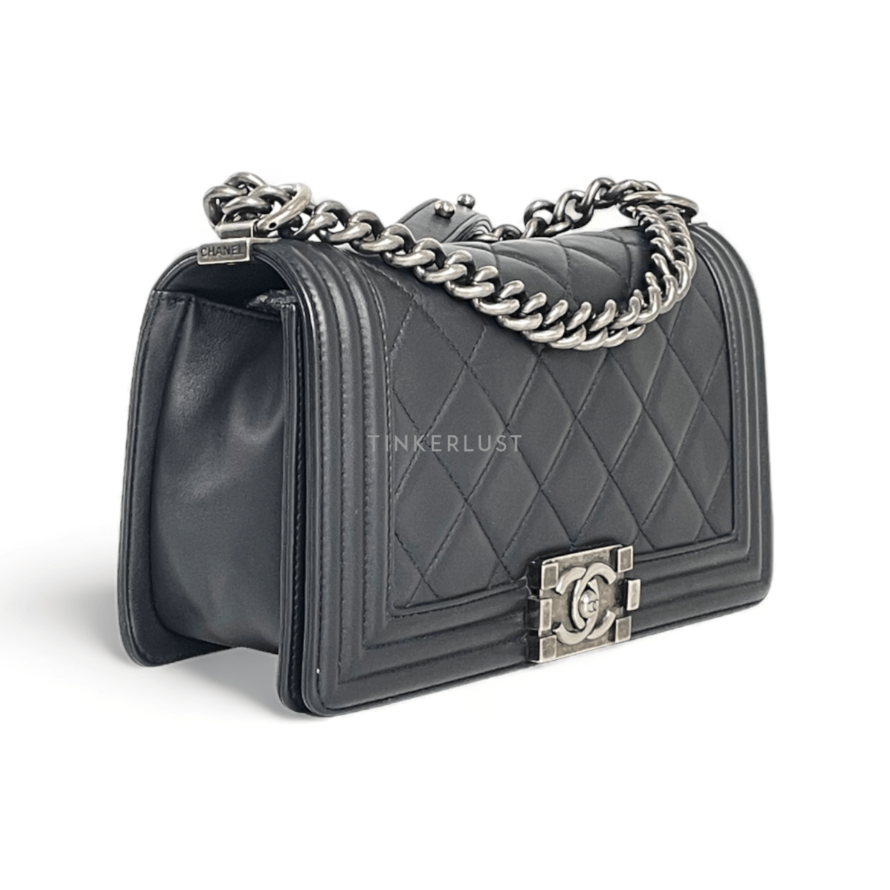 Chanel Black Calfskin Boy Medium Shoulder Bag RHW #19