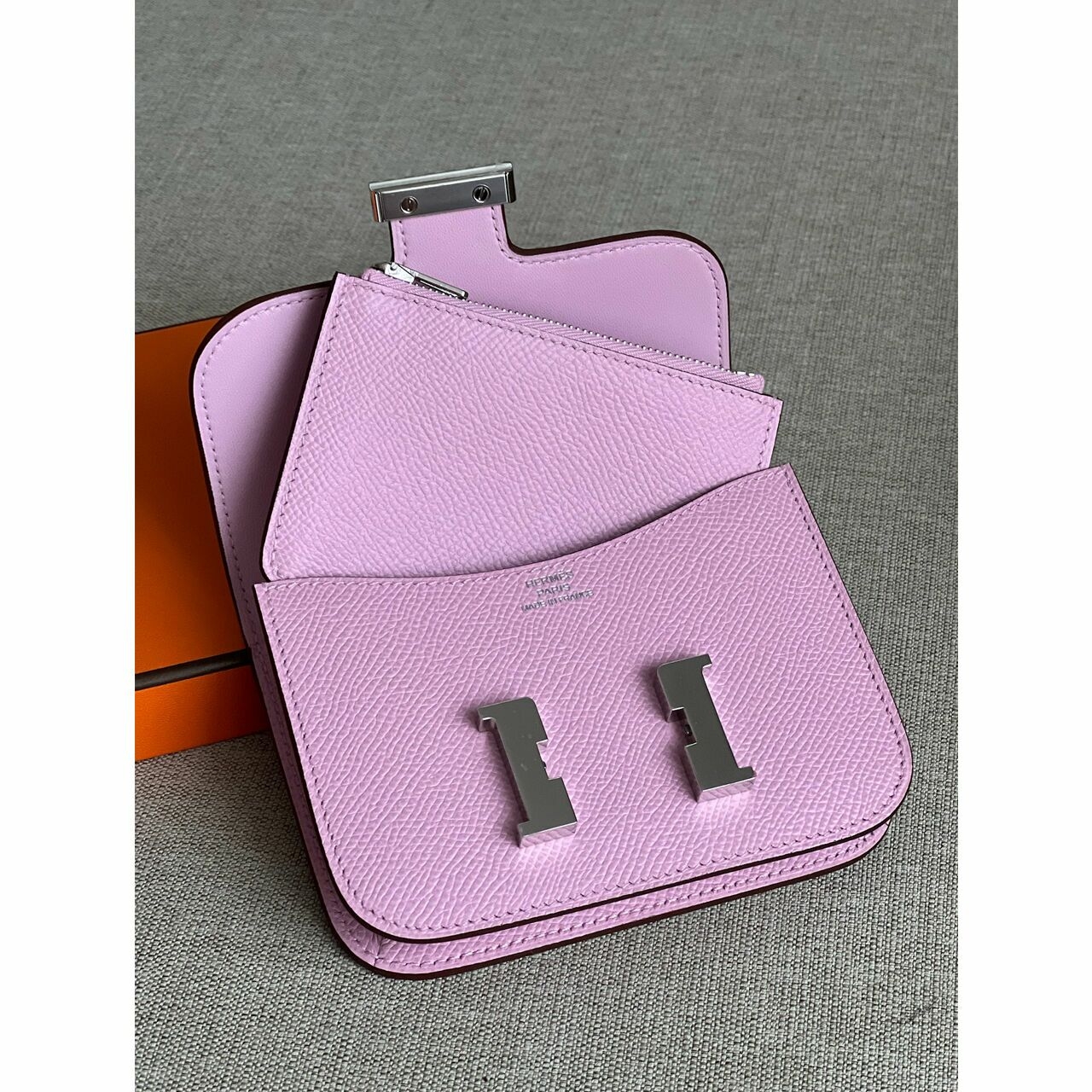 Hermes Mauve Sylvestre Constance Slim Epsom PHW Wallet 