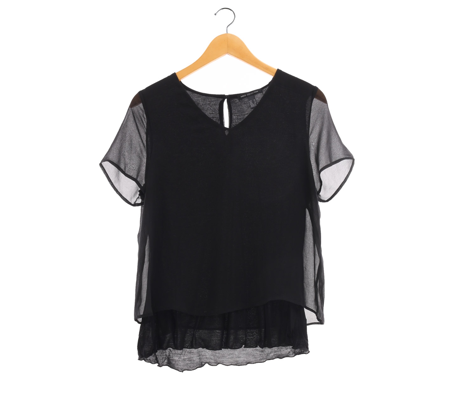 Mango Black Sheer Blouse