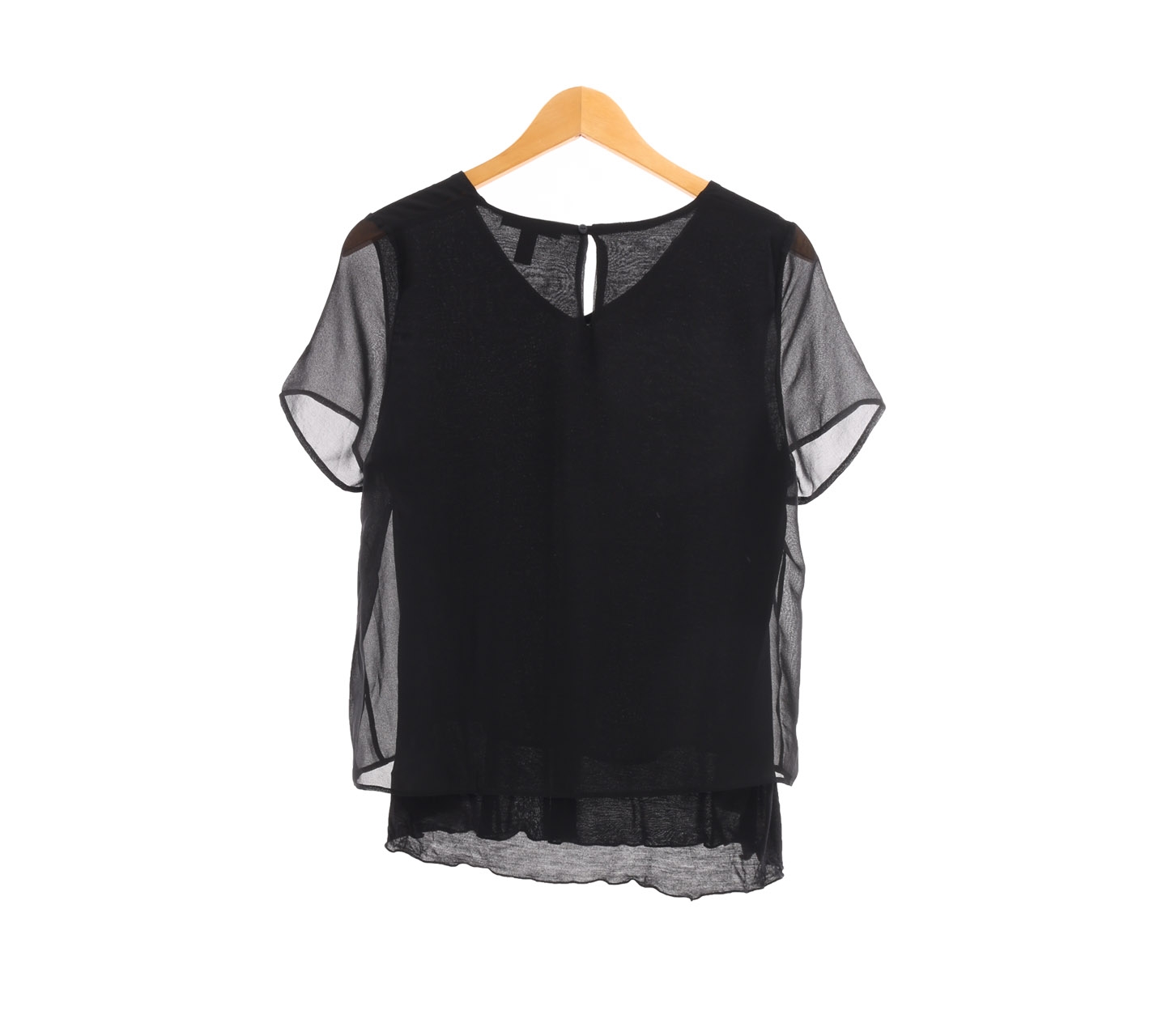 Mango Black Sheer Blouse