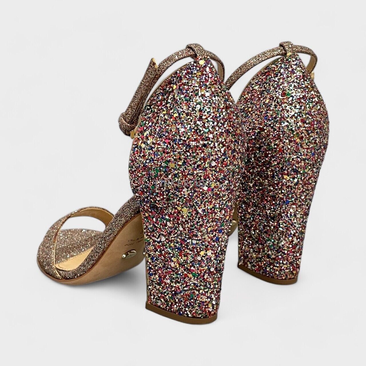 Sergio Rossi Freda Glitter Multicolour Ankle Strap Heels