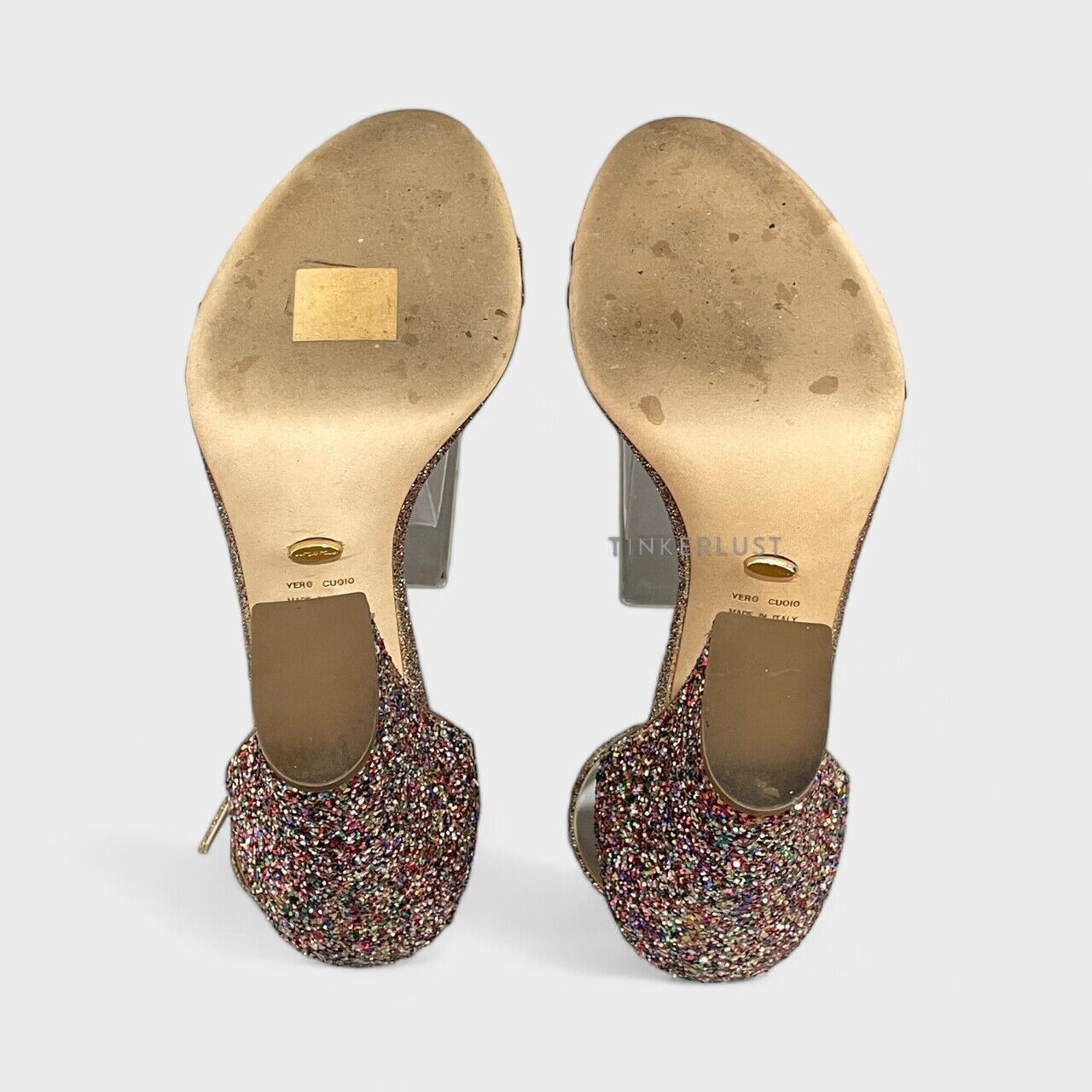 Sergio Rossi Freda Glitter Multicolour Ankle Strap Heels