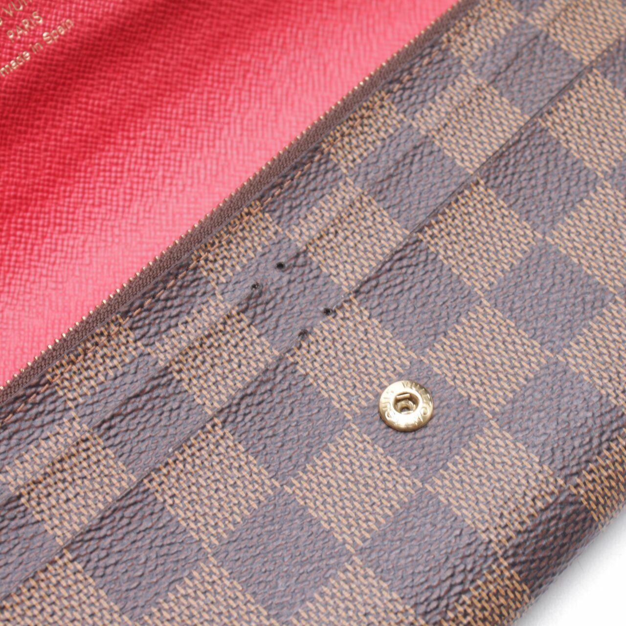 Louis Vuitton Brown Emilie Damier Ebene Canvas Rouge Wallet