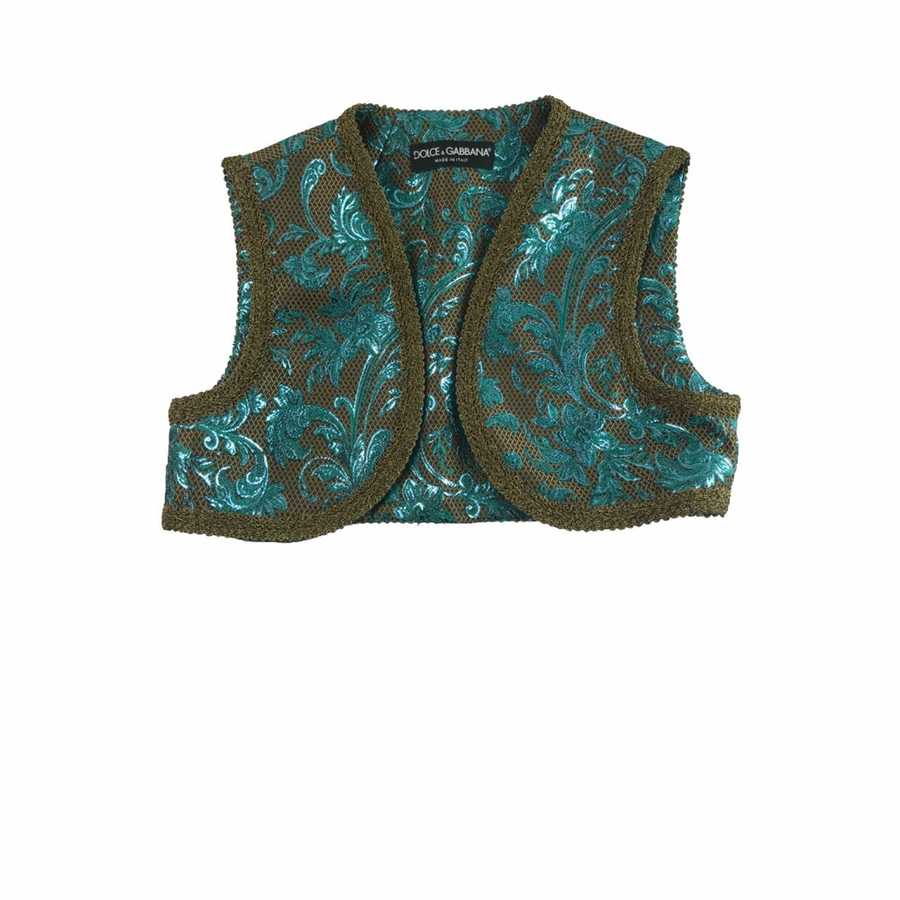 Dolce & Gabbana Gold & Green Floral Vest